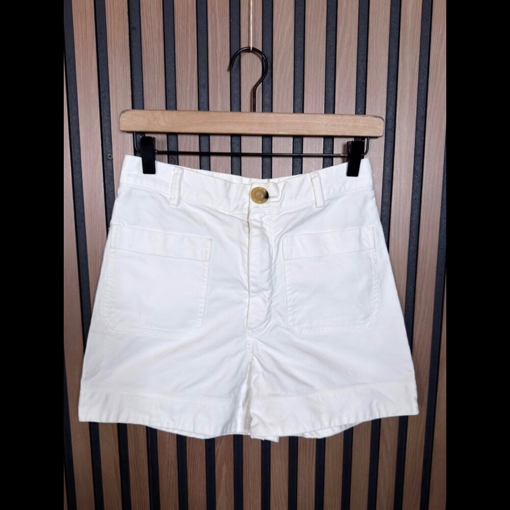 Creatures of Comfort Jean Shorts 4 Womens White Denim Pockets High Rise